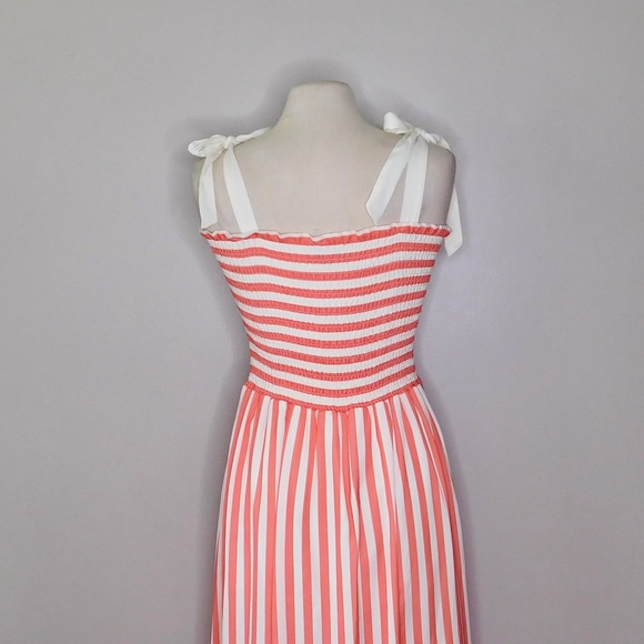 SUMMERSALT The Smocked Maxi Dress Nautical Stripe Nantucket Red ~ Large - Picture 7 of 11